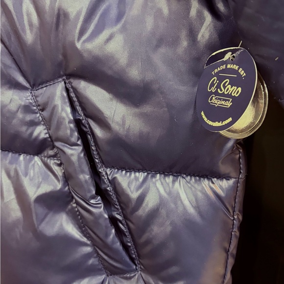 Ci Sono Women’s Original Shiny Navy Blue Puffer Jacket NWT - Picture 5 of 12